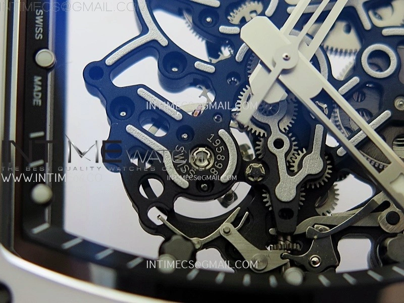 RM055 White Ceramic ZF 1:1 Best Edition Skeleton Dial On White Rubber Strap RMUL2 Super Clone