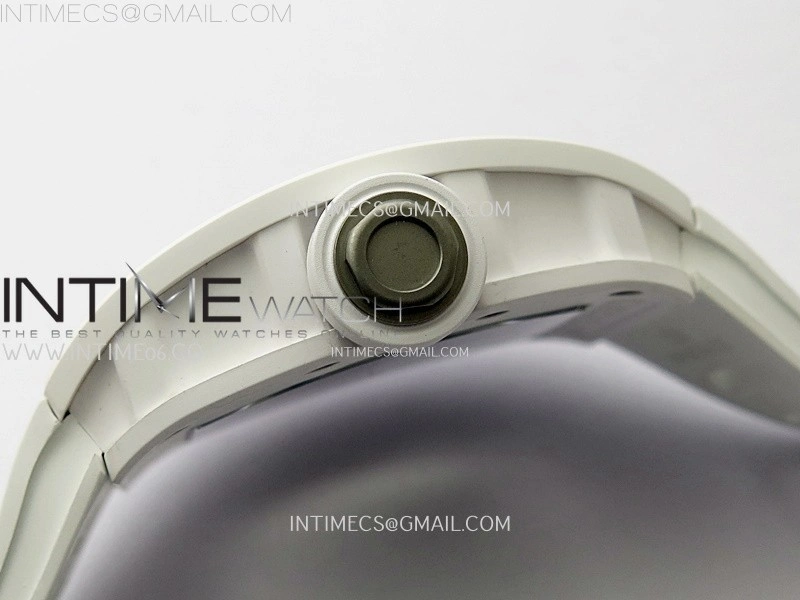 RM055 White Ceramic ZF 1:1 Best Edition Skeleton Dial On White Rubber Strap RMUL2 Super Clone
