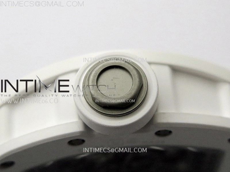 RM055 White Ceramic ZF 1:1 Best Edition Skeleton Dial On White Rubber Strap RMUL2 Super Clone
