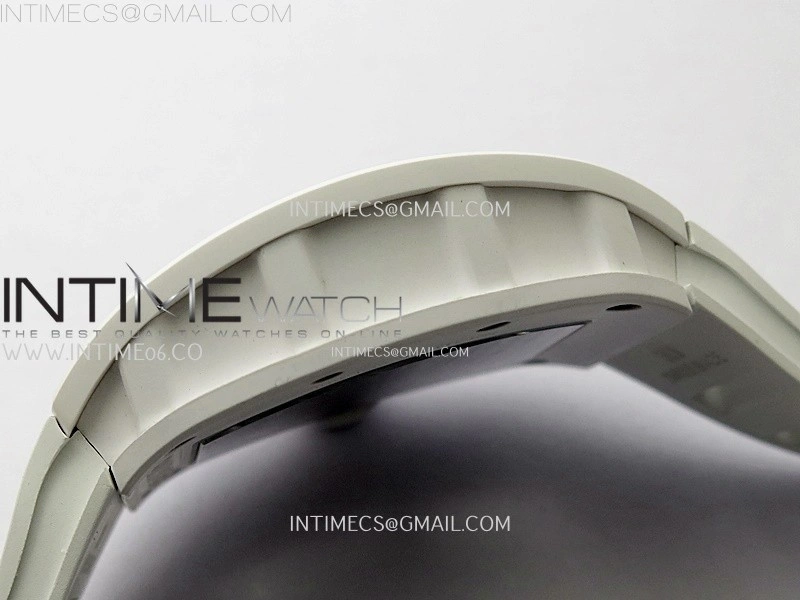 RM055 White Ceramic ZF 1:1 Best Edition Skeleton Dial On White Rubber Strap RMUL2 Super Clone