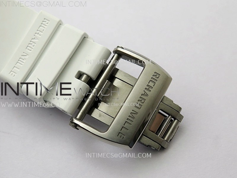RM055 White Ceramic ZF 1:1 Best Edition Skeleton Dial On White Rubber Strap RMUL2 Super Clone