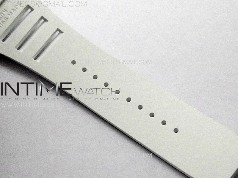 RM055 White Ceramic ZF 1:1 Best Edition Skeleton Dial On White Rubber Strap RMUL2 Super Clone