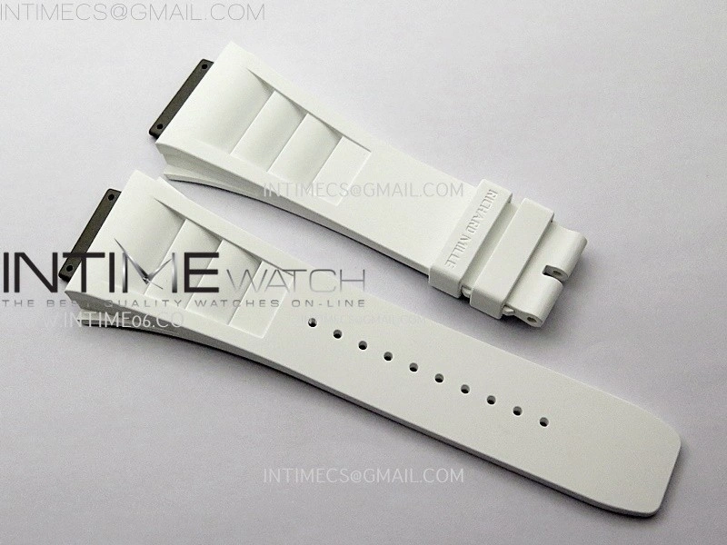 RM055 White Ceramic ZF 1:1 Best Edition Skeleton Dial On White Rubber Strap RMUL2 Super Clone
