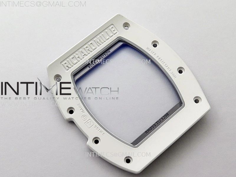 RM055 White Ceramic ZF 1:1 Best Edition Skeleton Dial On White Rubber Strap RMUL2 Super Clone