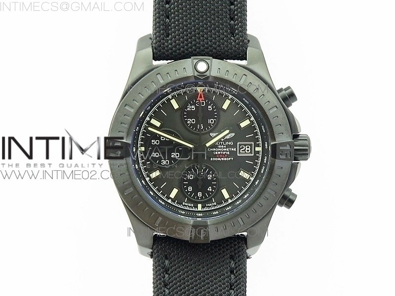 Challenger Chronograph DLC Black Dial on Rubber Strap A7750