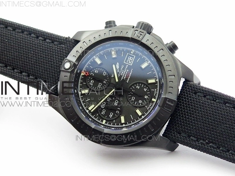 Challenger Chronograph DLC Black Dial on Rubber Strap A7750