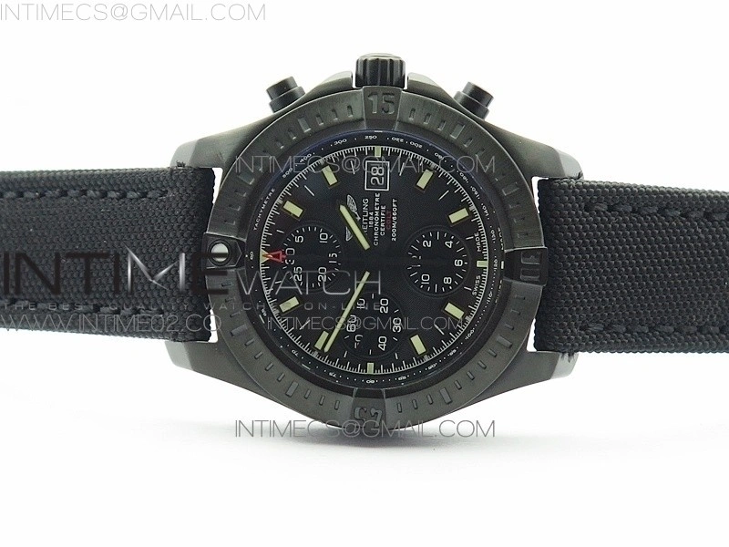 Challenger Chronograph DLC Black Dial on Rubber Strap A7750