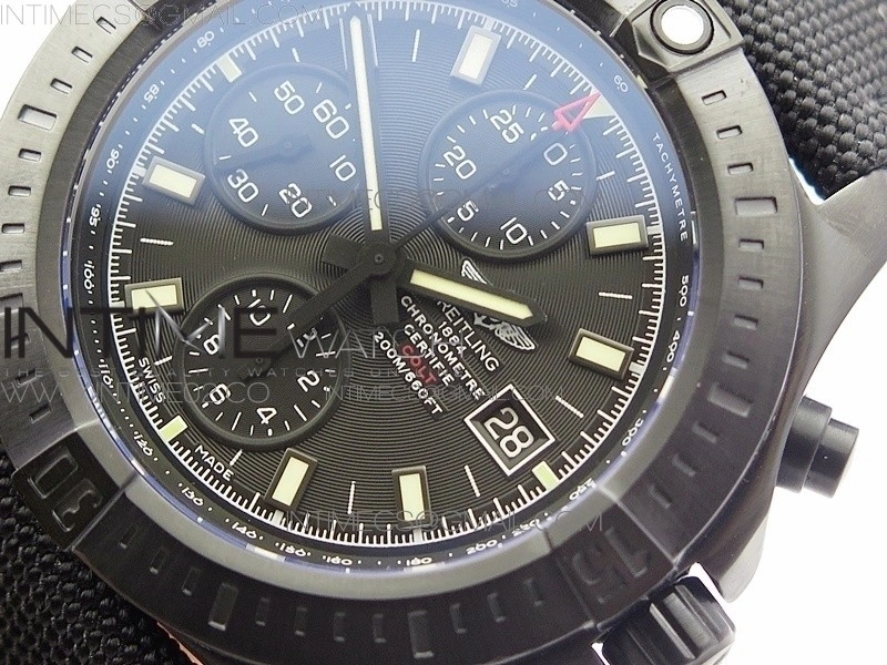 Challenger Chronograph DLC Black Dial on Rubber Strap A7750