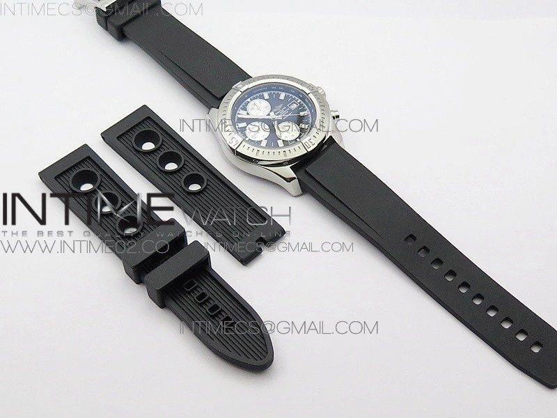 Challenger Chronograph SS Black Dial on Rubber Strap A7750