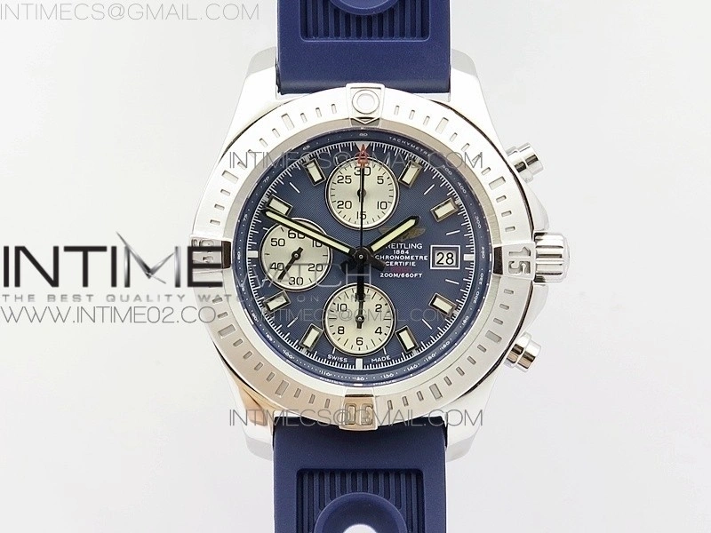 Challenger Chronograph SS Blue Dial on Rubber Strap A7750