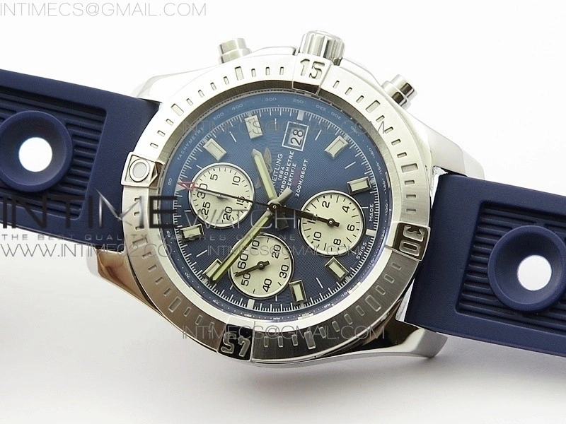 Challenger Chronograph SS Blue Dial on Rubber Strap A7750
