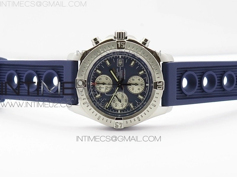 Challenger Chronograph SS Blue Dial on Rubber Strap A7750