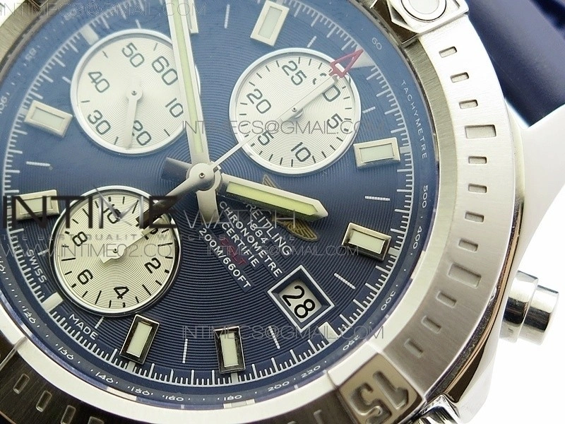Challenger Chronograph SS Blue Dial on Rubber Strap A7750
