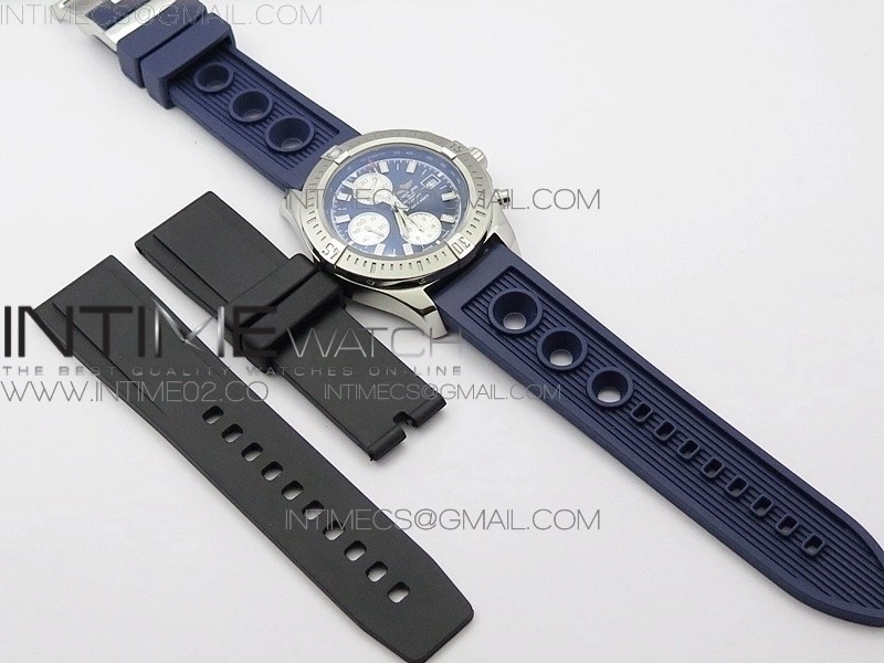 Challenger Chronograph SS Blue Dial on Rubber Strap A7750