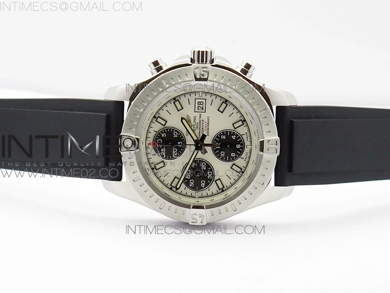 Challenger Chronograph SS White Dial on Rubber Strap A7750