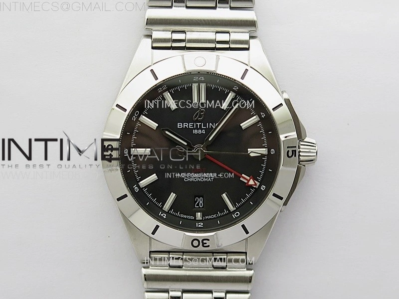 Chronomat 40mm GMT SS TWSF 1:1 Best Edition Black Dial on SS Bracelet A2836
