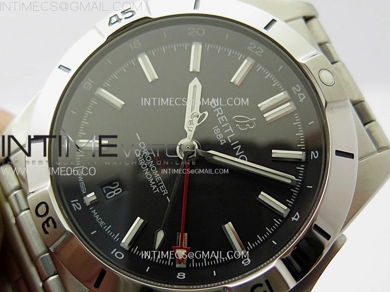 Chronomat 40mm GMT SS TWSF 1:1 Best Edition Black Dial on SS Bracelet A2836