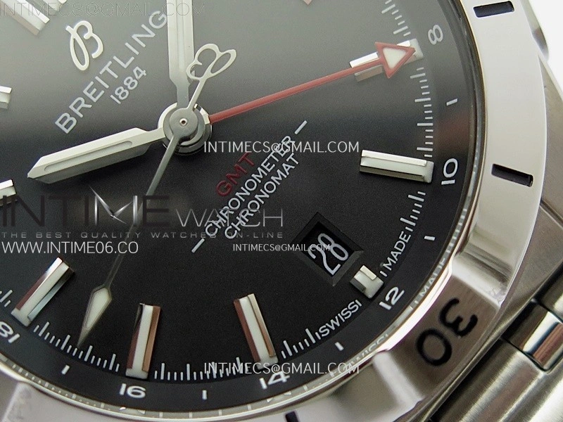 Chronomat 40mm GMT SS TWSF 1:1 Best Edition Black Dial on SS Bracelet A2836