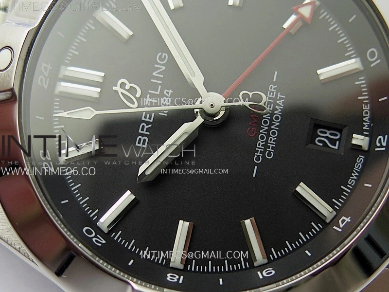 Chronomat 40mm GMT SS TWSF 1:1 Best Edition Black Dial on SS Bracelet A2836