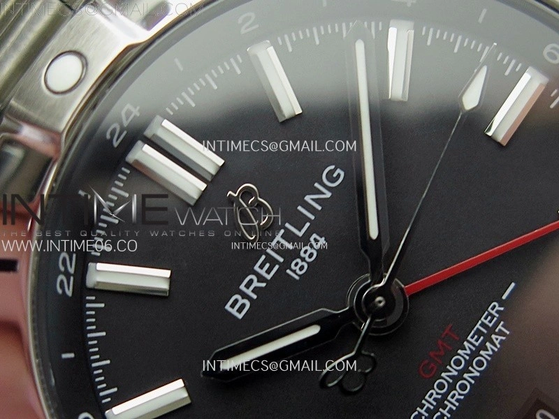 Chronomat 40mm GMT SS TWSF 1:1 Best Edition Black Dial on SS Bracelet A2836