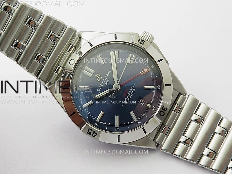 Chronomat 40mm GMT SS TWSF 1:1 Best Edition Blue Dial on SS Bracelet A2836