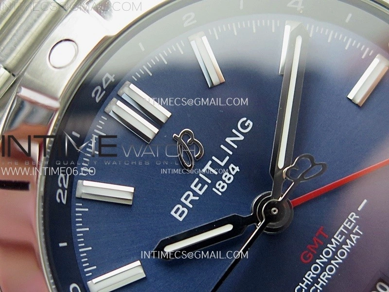Chronomat 40mm GMT SS TWSF 1:1 Best Edition Blue Dial on SS Bracelet A2836