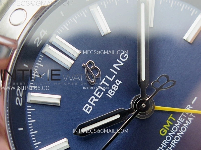 Chronomat 40mm GMT SS TWSF 1:1 Best Edition Blue Yellow Dial on SS Bracelet A2836