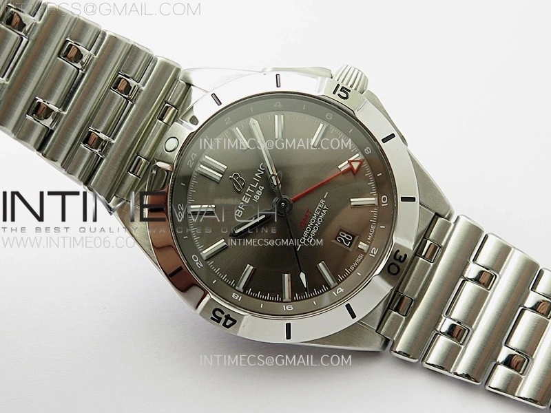 Chronomat 40mm GMT SS TWSF 1:1 Best Edition Gray Dial on SS Bracelet A2836