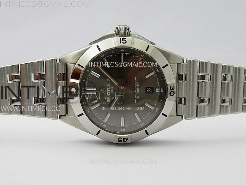 Chronomat 40mm GMT SS TWSF 1:1 Best Edition Gray Dial on SS Bracelet A2836