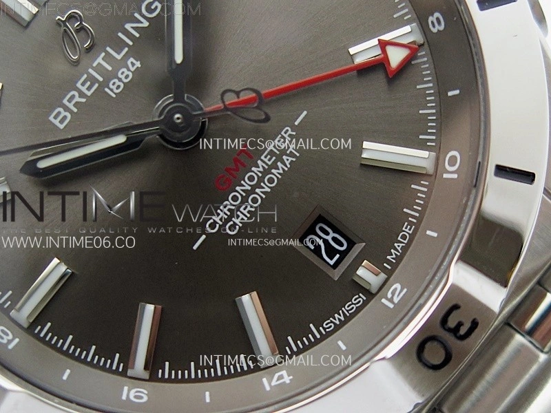 Chronomat 40mm GMT SS TWSF 1:1 Best Edition Gray Dial on SS Bracelet A2836