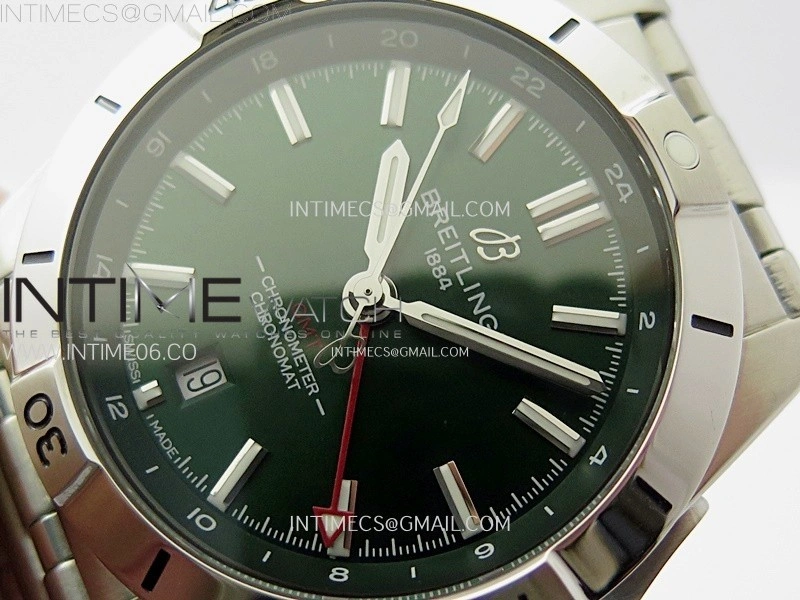 Chronomat 40mm GMT SS TWSF 1:1 Best Edition Green Dial on SS Bracelet A2836