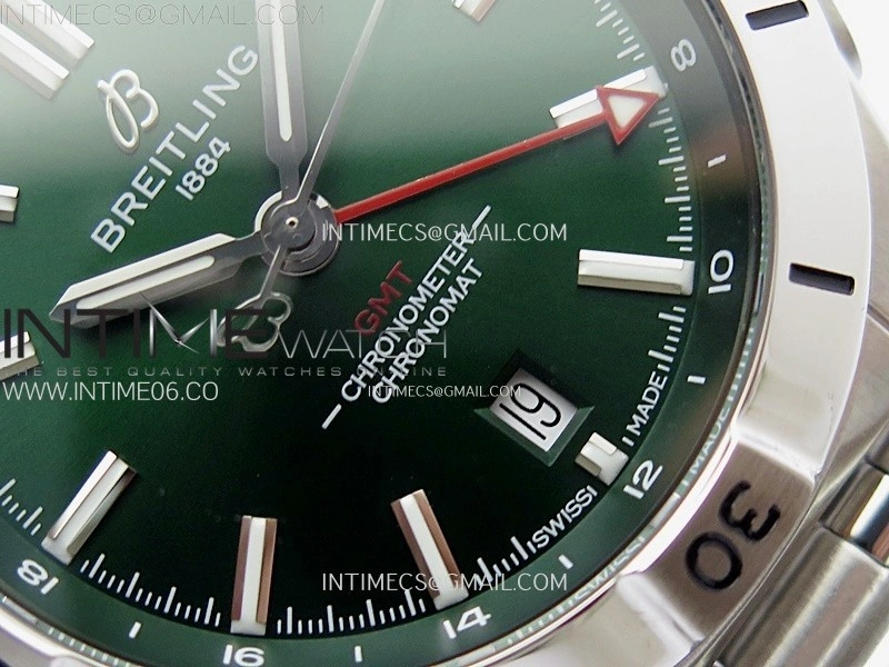 Chronomat 40mm GMT SS TWSF 1:1 Best Edition Green Dial on SS Bracelet A2836