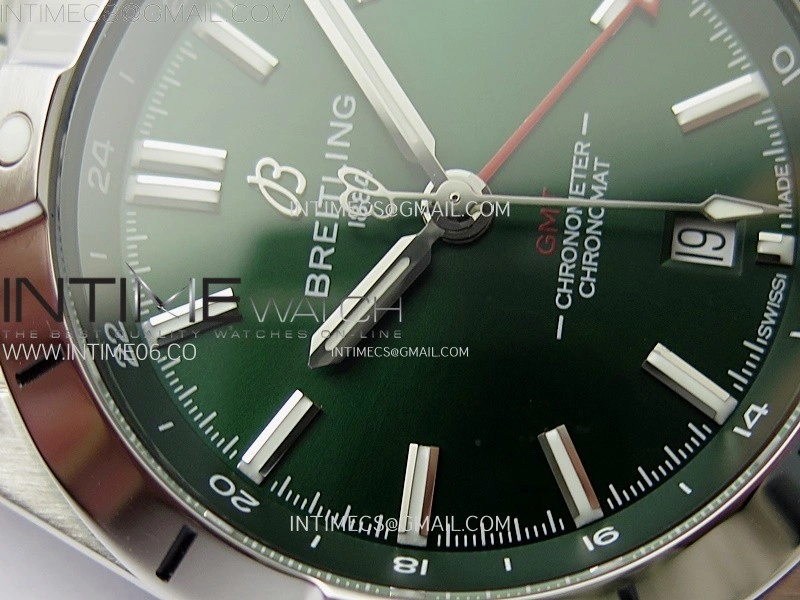 Chronomat 40mm GMT SS TWSF 1:1 Best Edition Green Dial on SS Bracelet A2836