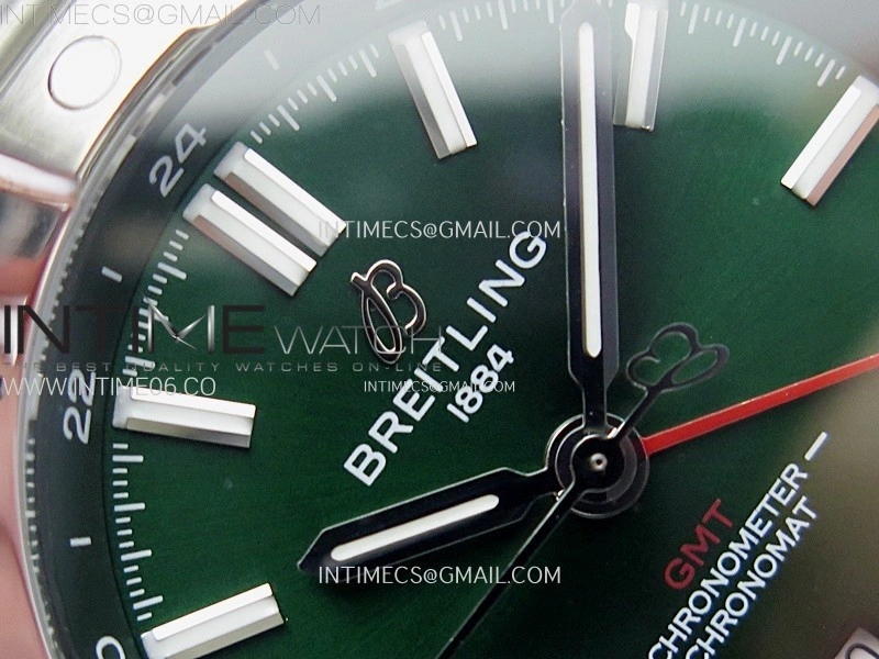 Chronomat 40mm GMT SS TWSF 1:1 Best Edition Green Dial on SS Bracelet A2836