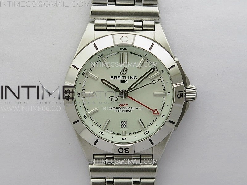 Chronomat 40mm GMT SS TWSF 1:1 Best Edition White Dial on SS Bracelet A2836