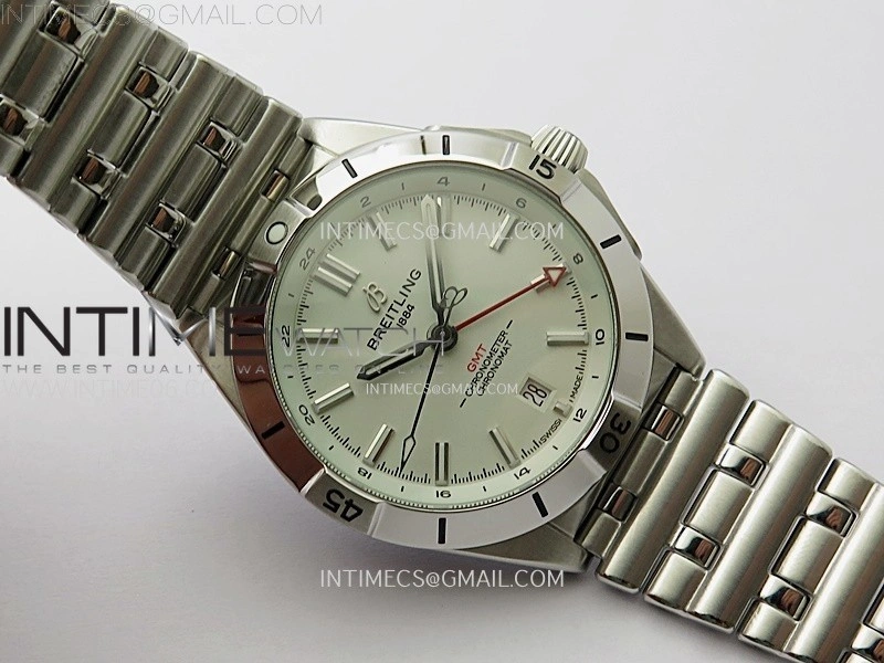 Chronomat 40mm GMT SS TWSF 1:1 Best Edition White Dial on SS Bracelet A2836