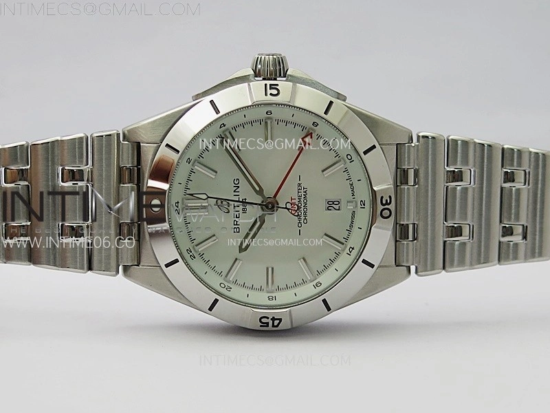 Chronomat 40mm GMT SS TWSF 1:1 Best Edition White Dial on SS Bracelet A2836