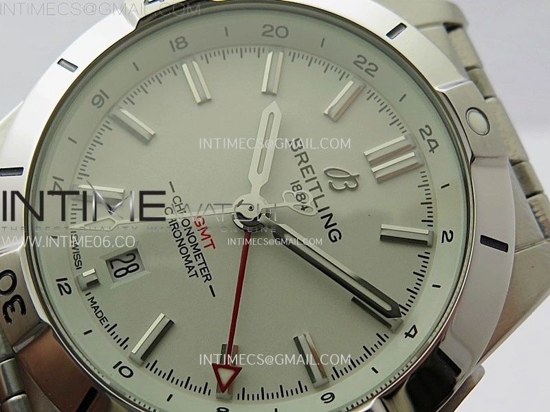 Chronomat 40mm GMT SS TWSF 1:1 Best Edition White Dial on SS Bracelet A2836