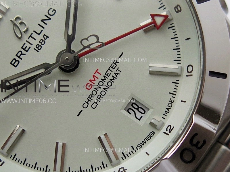 Chronomat 40mm GMT SS TWSF 1:1 Best Edition White Dial on SS Bracelet A2836
