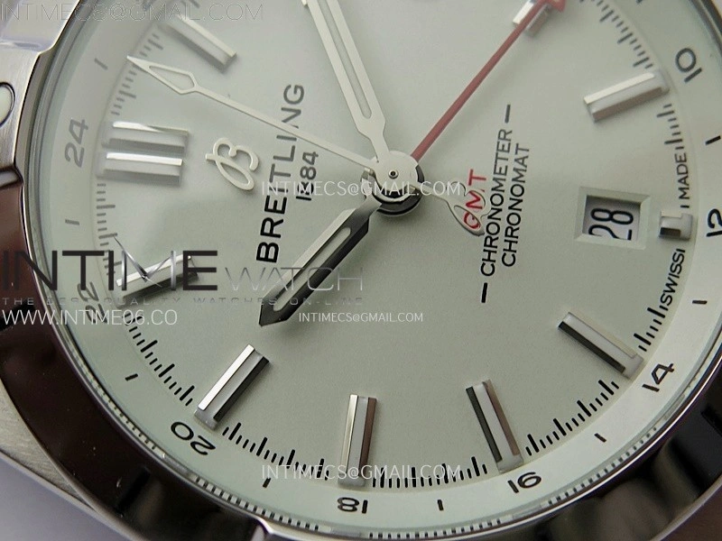 Chronomat 40mm GMT SS TWSF 1:1 Best Edition White Dial on SS Bracelet A2836