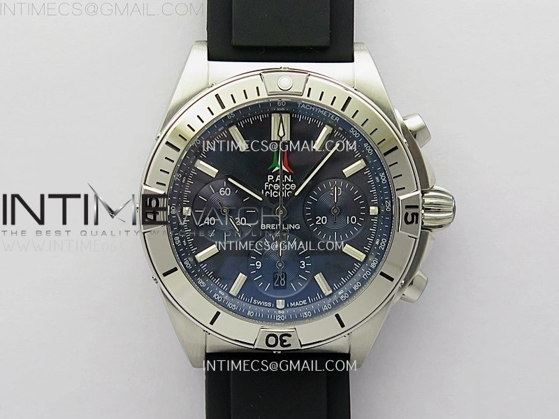 Chronomat B01 42mm SS TF 1:1 Best Edition Blue Dial on Black Rubber Strap A7750