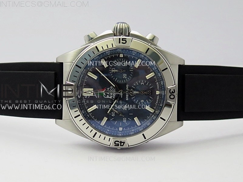 Chronomat B01 42mm SS TF 1:1 Best Edition Blue Dial on Black Rubber Strap A7750