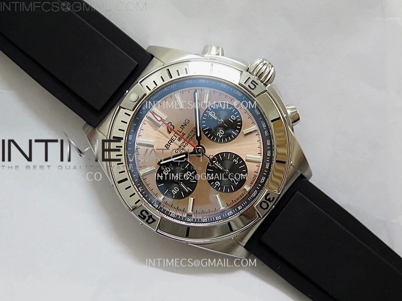 Chronomat B01 42mm SS TF 1:1 Best Edition Copper Dial on Black Rubber Strap A7750