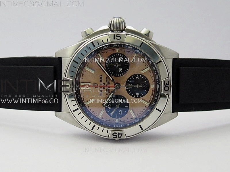 Chronomat B01 42mm SS TF 1:1 Best Edition Copper Dial on Black Rubber Strap A7750
