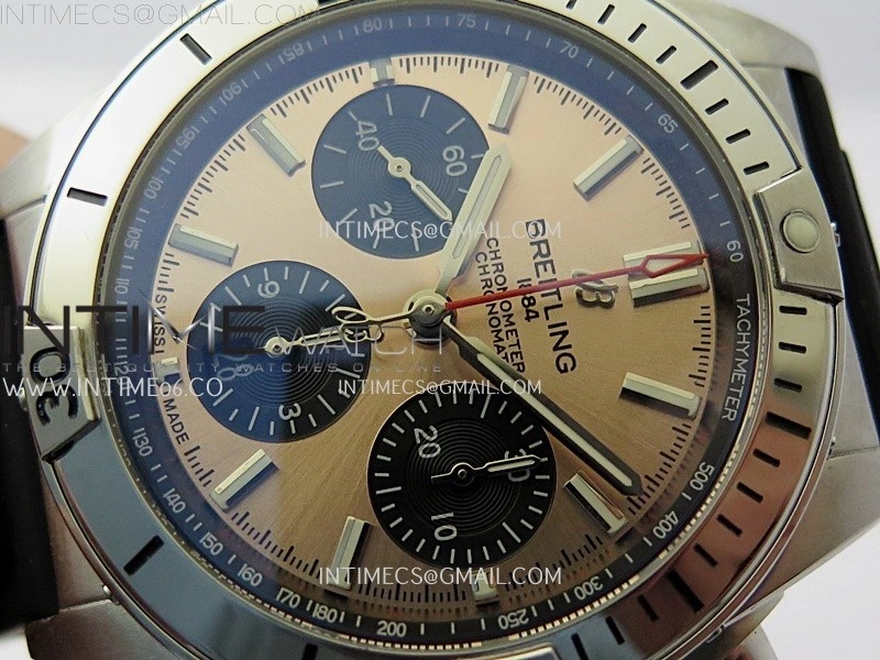 Chronomat B01 42mm SS TF 1:1 Best Edition Copper Dial on Black Rubber Strap A7750