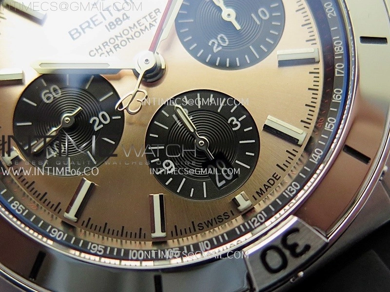 Chronomat B01 42mm SS TF 1:1 Best Edition Copper Dial on Black Rubber Strap A7750