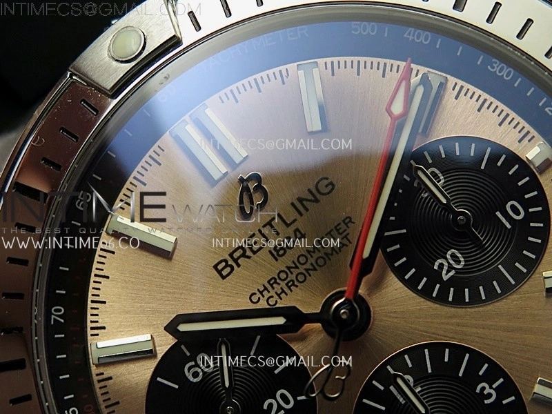 Chronomat B01 42mm SS TF 1:1 Best Edition Copper Dial on Black Rubber Strap A7750