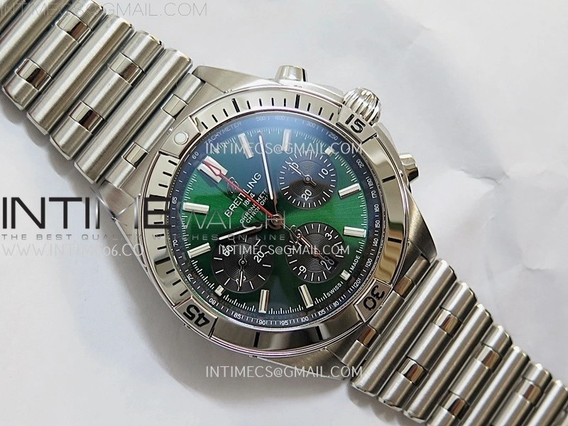 Chronomat B01 42mm SS TF 1:1 Best Edition Green Dial on SS Bracelet A7750