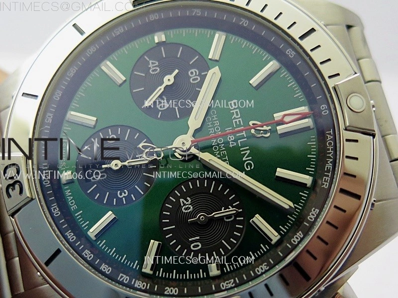 Chronomat B01 42mm SS TF 1:1 Best Edition Green Dial on SS Bracelet A7750