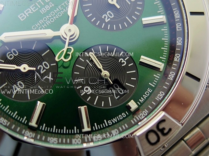 Chronomat B01 42mm SS TF 1:1 Best Edition Green Dial on SS Bracelet A7750